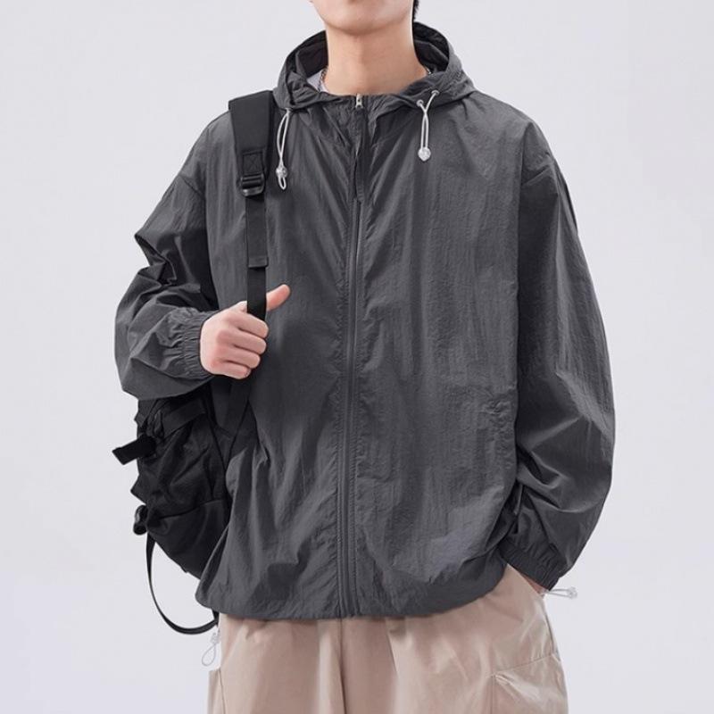 Neue Herren Kapuzen-Sonnenschutzkleidung Outdoor Eisseide Leicht Sommer UV-Sonnenschutzjacke