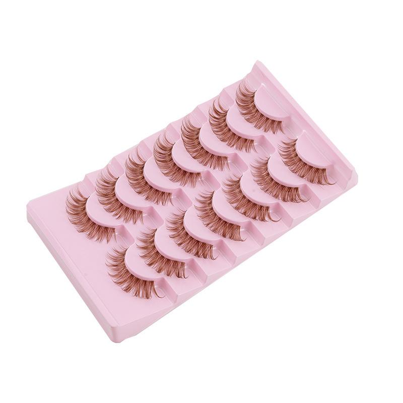 

[Купи 1 ПОЛУЧИ бесплатно Клей и Пинцеты] Набор из 7 пар накладных ресниц в европейском стиле (Светло-коричневые, ресницы на полной ленте) Default