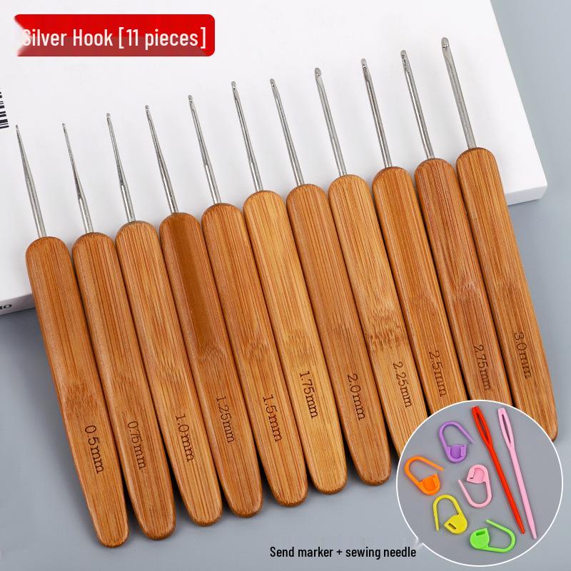 Carbonized Bamboo Handle Crochet Hook for Dreadlock Hair Extensions and Knitting