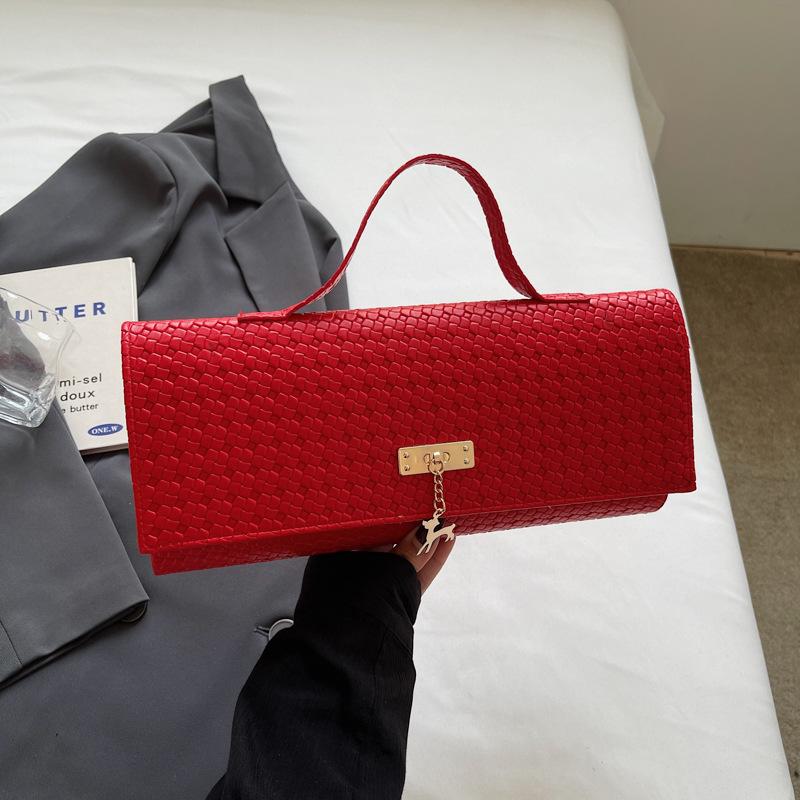 Spring and Summer New Textured Woven Pattern Fashion Handbag Personalized Shoulder Bag Crossbody Bag Minimalist Style Small Square Bag