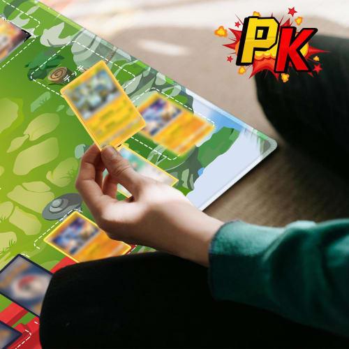 3mm Thick, Crease-Free, Fully Sewn Rubber Playmat for Two Players, Stadium Board TCG Playmat for Personalized Gaming Experience, Multiple Game Area De