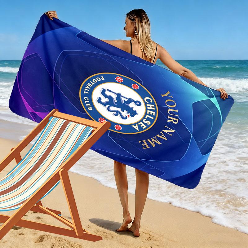 Custom Chelsea F.C Print Beach Towel, Large Soft Quick Dry Towel for Beach Camping Swimming