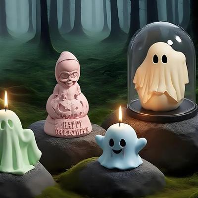 Halloween Lustige Geist Kerzenform DIY Kürbis Totenkopf Aromatherapie Kerze Silikonformen Gips Harz Deko Tag der Toten Geschenk
