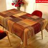 2D Flat Printing, 1pc, Retro Patchwork Pattern Printed Tablecloth, Polyester Material, Printed with Various Light And Dark Brown Yellow Wood Grain Pat