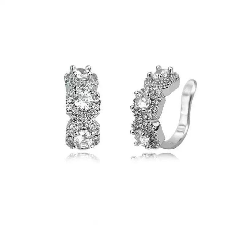 Iced Crystal Zircon Ear Clips - Trendy and Dazzling, High-end and Masculine. Unilateral Ear Bar Clips for Men. Women's Earrings.
