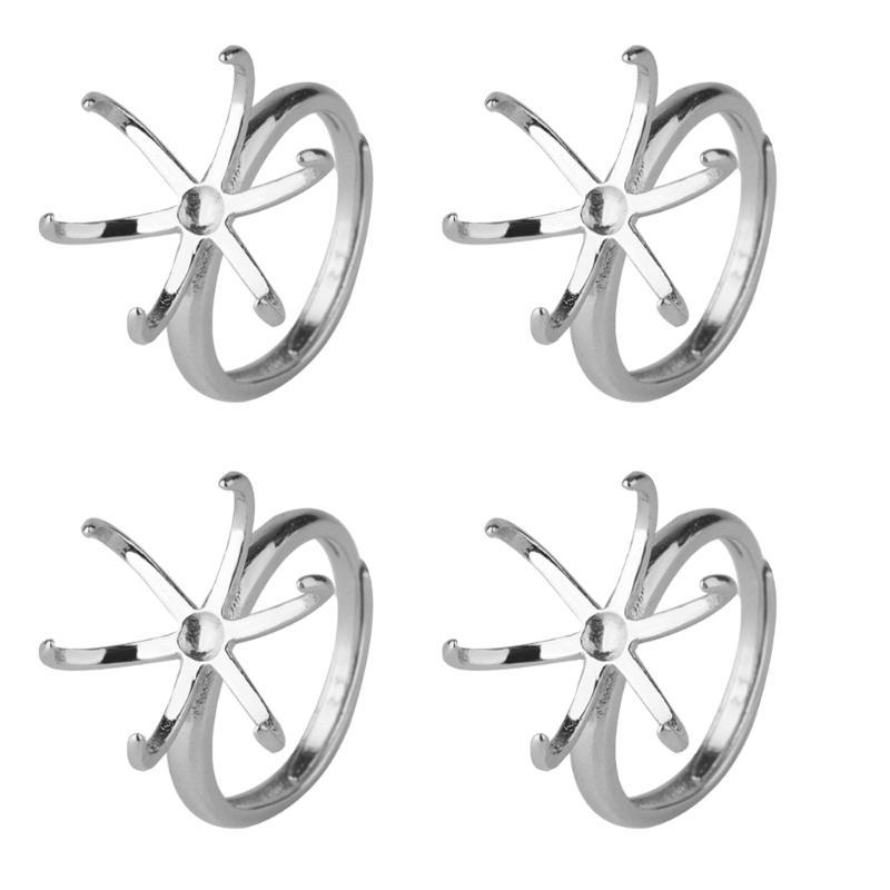 

Set of 4 Versatile Brass Rings Bases Rings Support Gold/Silver Plated Claw Prong Rings Settings for DIY Jewelry Making