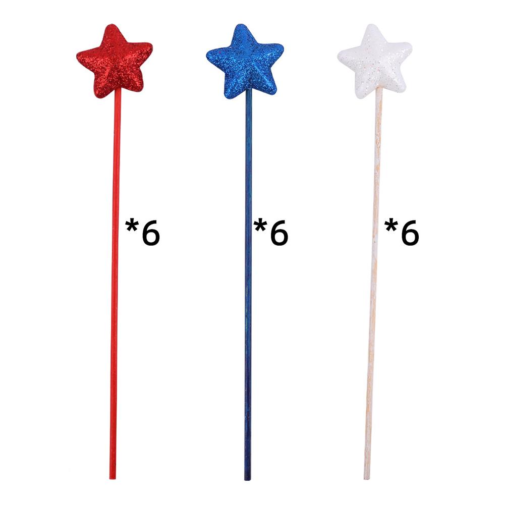 6/9/18PCS Glitter Star Picks Foam Sparkly Sticks Memorial Day Star Hanging Ornaments Independence Day Party Favors