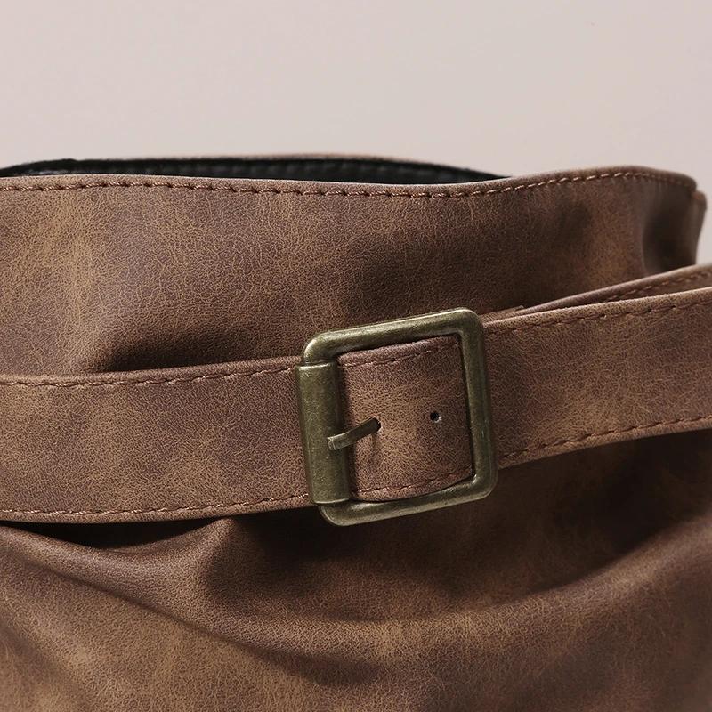 Outono Inverno Senhoras Botas Curtas Fivela de Cinto Decorado Botas de Cowboy Salto Cunha Sola Grossa Antiderrapante Botas Ao Ar Livre Viagem