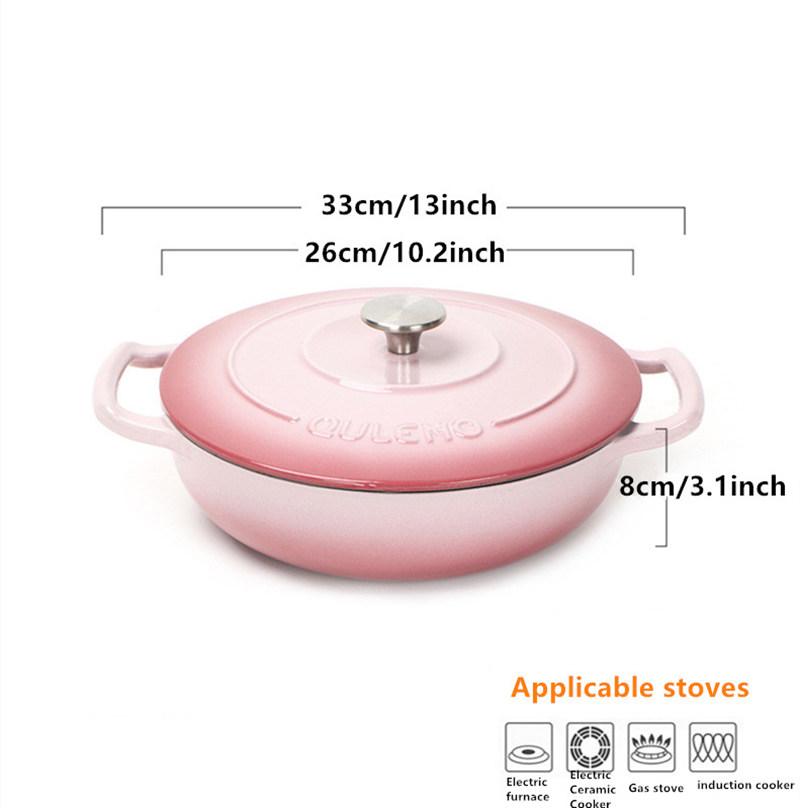 26cm Enameled Cast Iron Dutch Oven 3 Quart Heavy Soup Pot Casserole Dish For Bread Baking And Stew Kitchen Nonstick Braised Pot