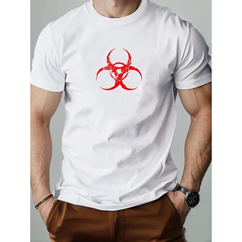 

European Size Men s Biochemical Hazard Pattern Summer Casual Crew Neck Short Sleeve T-Shirt S