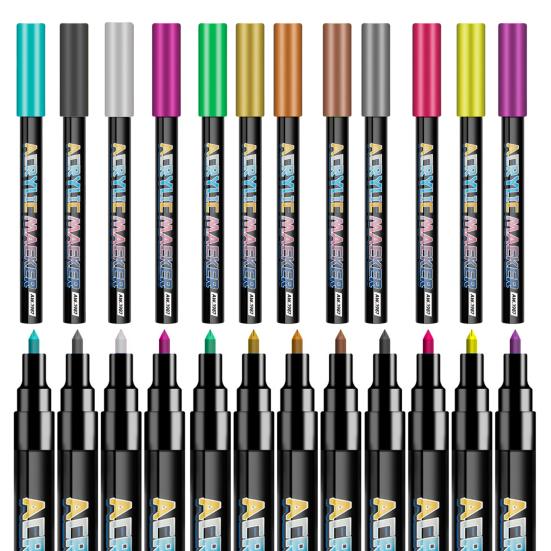 Nail Art Pen Set DIY Acrylic Marker for Gel Nails 0.7mm Fine Tip Nail Painting Doodle Pens for Salon Home Use