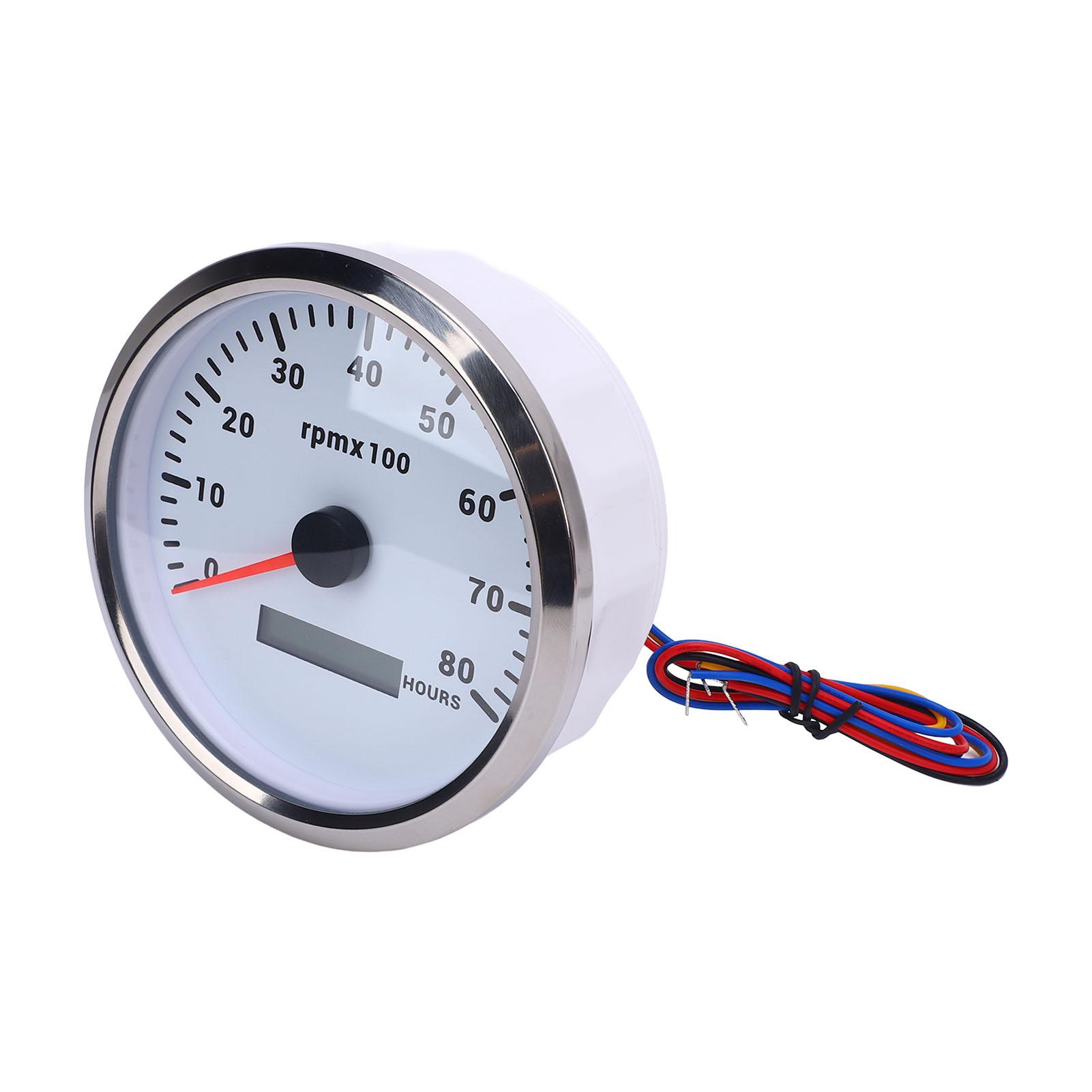 

110 мм 438 дюймов Тахометр 7-цветная подсветка DC 932 В 8000 об/мин Датчик со счетчиком моточасов для автомобиля яхты автодома