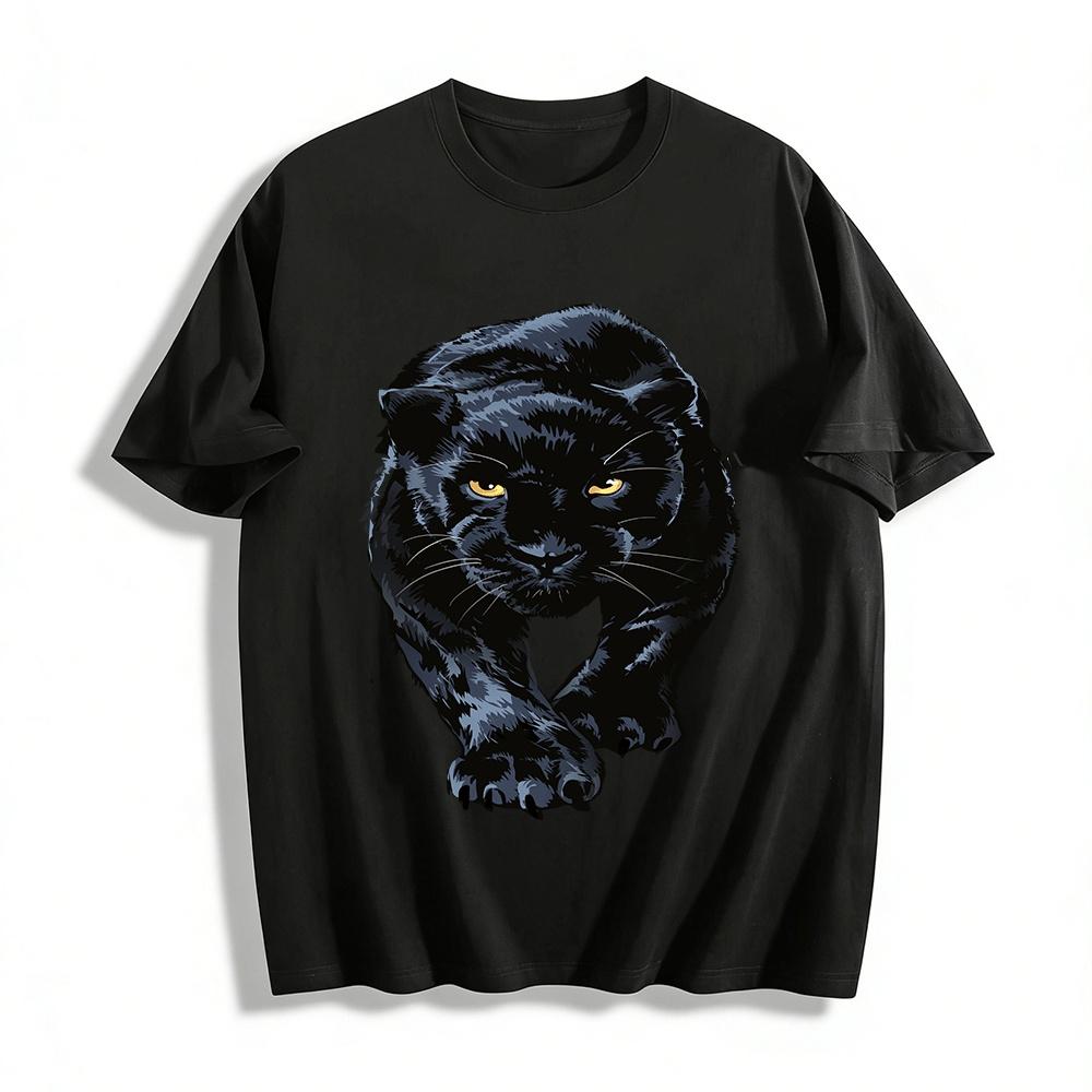 

Wild Black Panther Print Casual Trendy Versatile Top Pure cotton T-shirt XXS