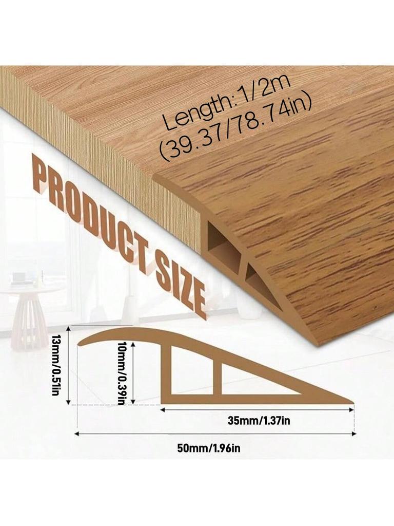 1pc 1/2m Carpet to Tile Floor Transition Strip Wear-resistant Self Adhesive Threshold Ramp PVC Cuttable Edging Trim Household