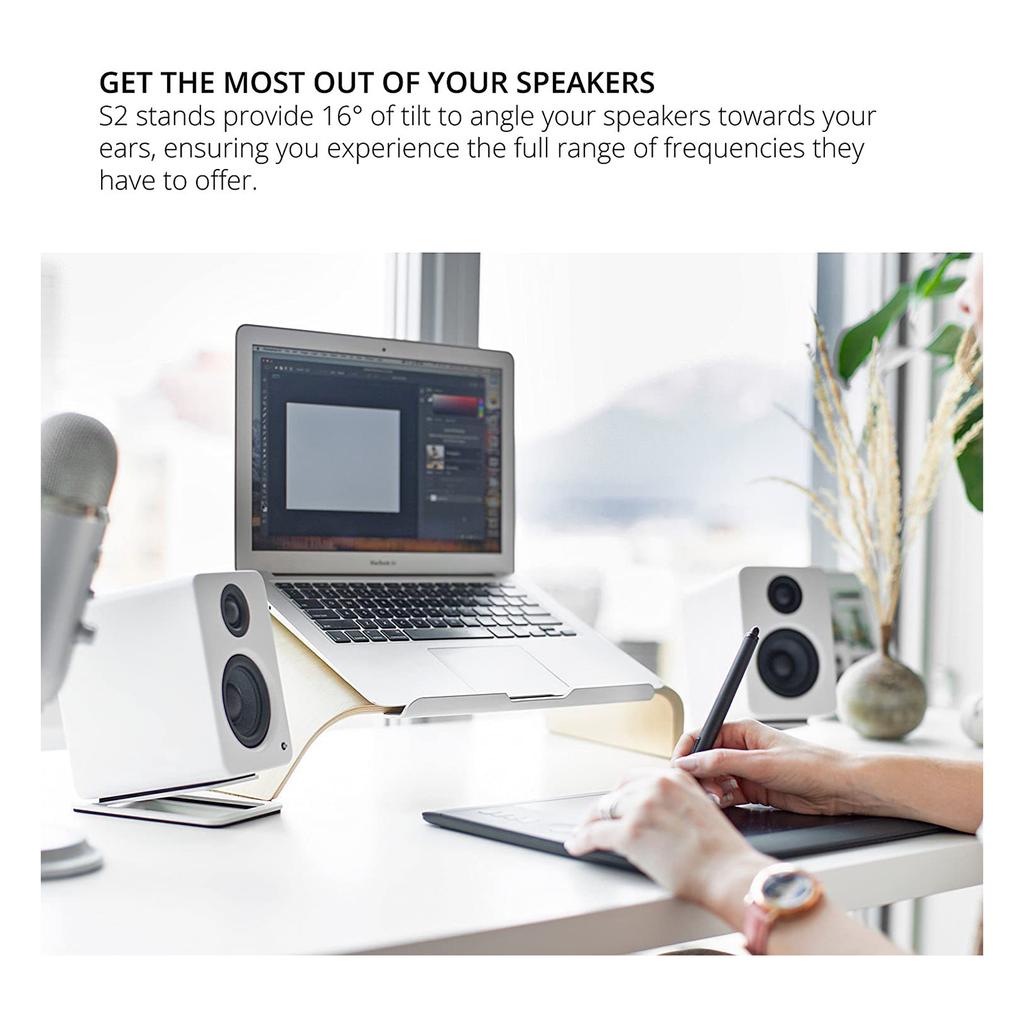 Computer Speaker Stand Supports 8 Lbs Tabletop Speaker Stand Damping Foam Padding Metal Bracket for Small Speakers