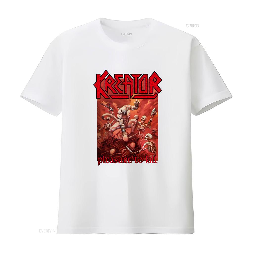 KREATOR Pleasure To Kill Print T Shirt for Men Heavy Metal Band Design Available In S Size Vintage Washed Versatile Casual