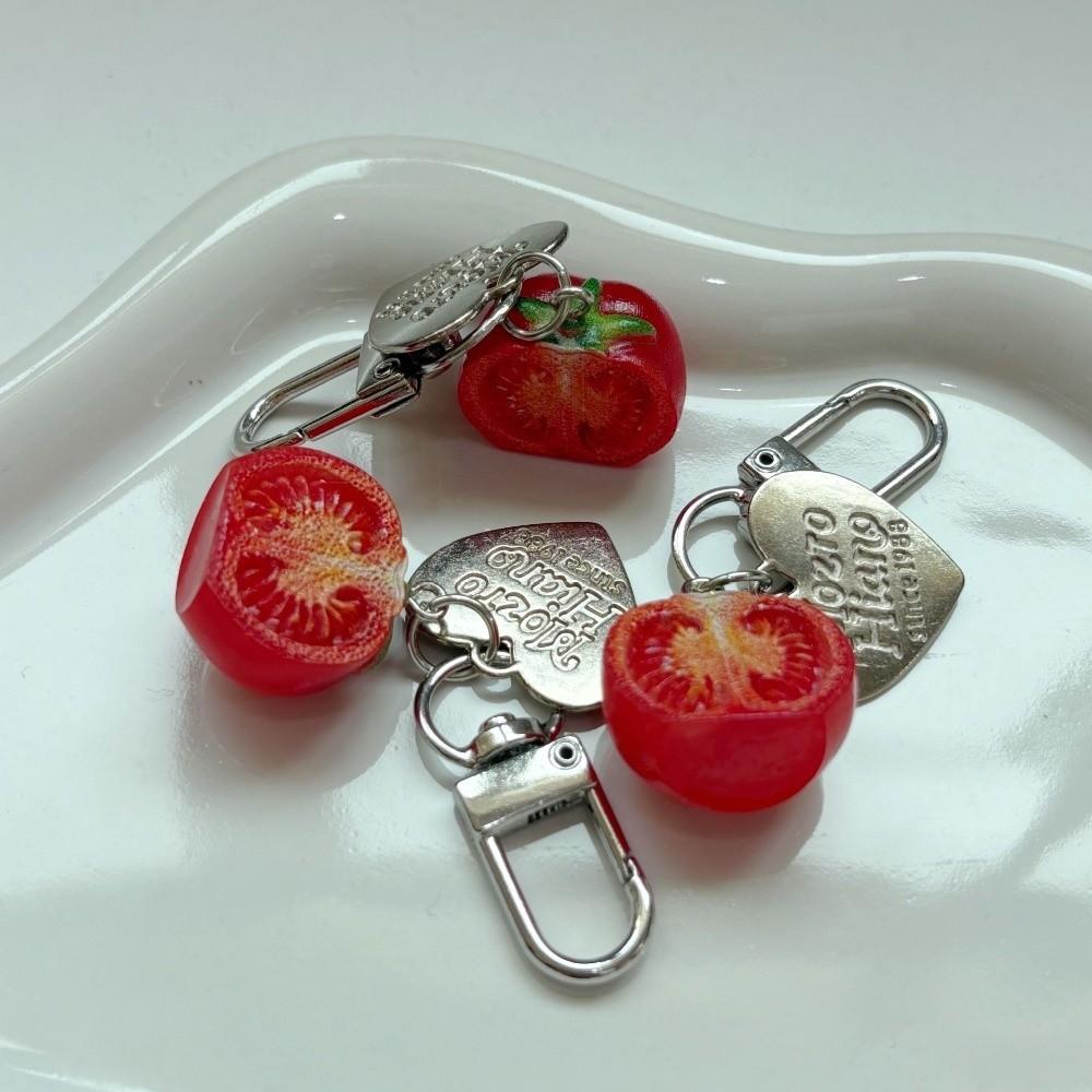 Vibrant Colors Fruit Key Chain Realistic 3D Resin Key Ring Tomato Bag Charm Backpack Decor