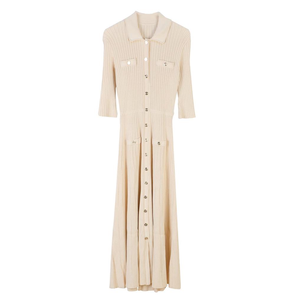 S Family French Socialite Daughter Elegant Slim Fit Knitted Long Dress - Spring/Summer Edition
