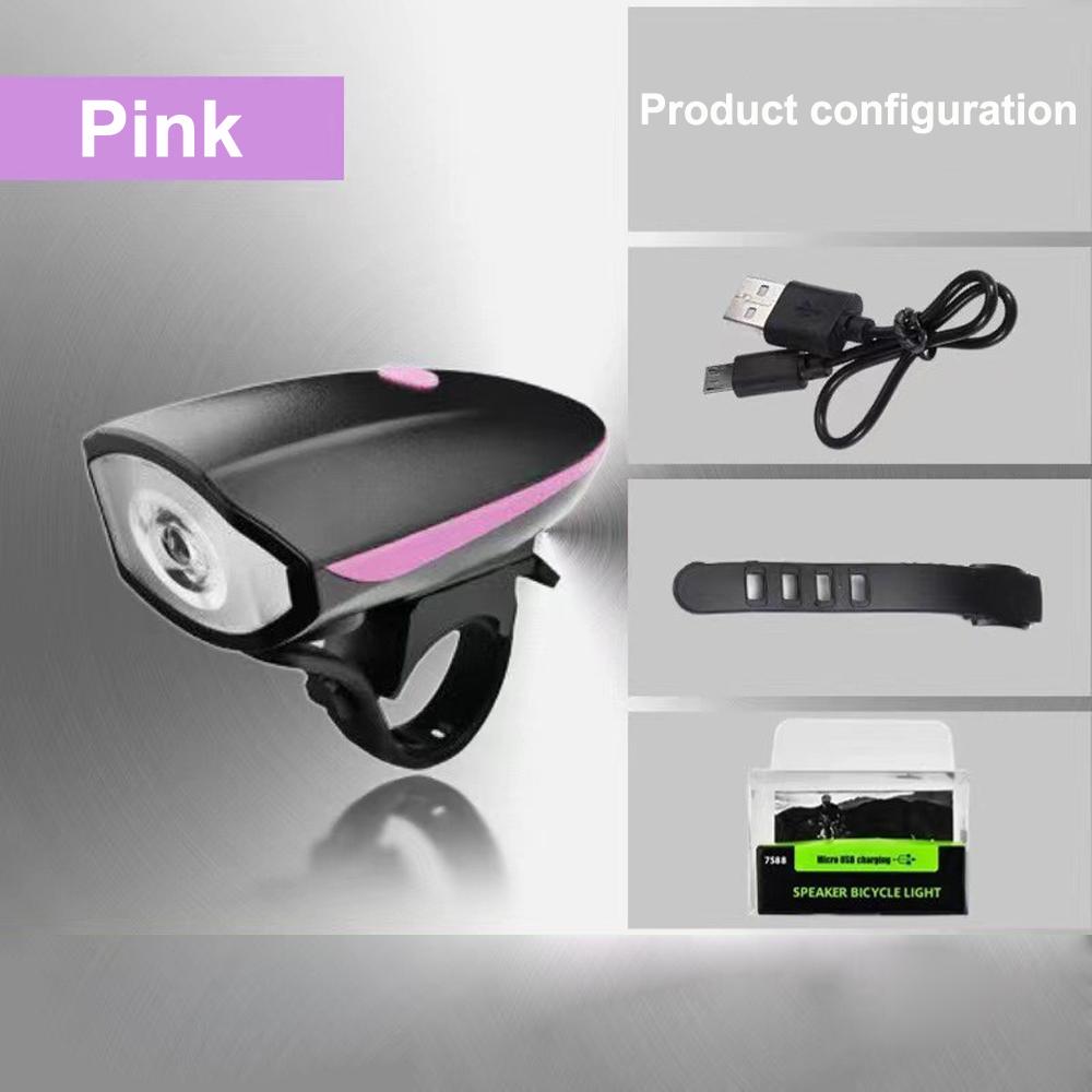 

Bike Light with Horn Set,Rechargeable Bicycle Light with Bell,Bike Front Light for Electric Scooter, 3 Lighting Modes рожевий