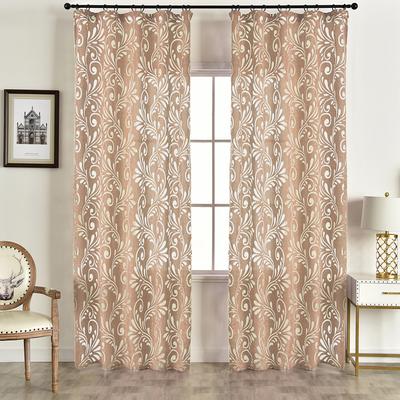 1 STÜCK LOZUJOJU Modischer und vielseitiger europäischer Retro-Jacquard-Gazevorhang in Volltonfarbe für Wohnzimmer, Schlafzimmer, Heimdekoration