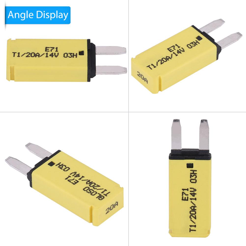 14V DC Automatic Reset Mini Circuit Breaker Blade Fuses for Car Truck Boat RV 20A Yellow