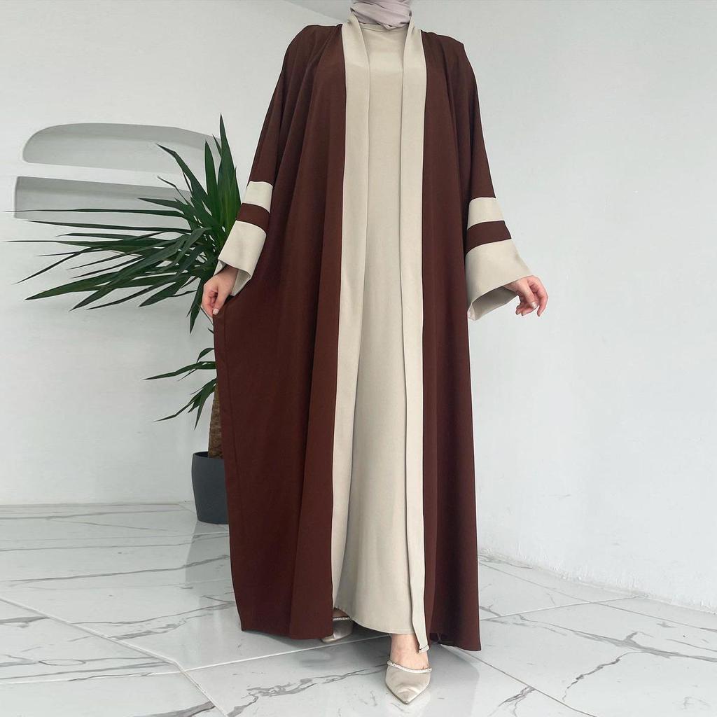 Middle Eastern Women's Abaya Cardigan Set – Dubai Style Long Skirt Two-Piece
