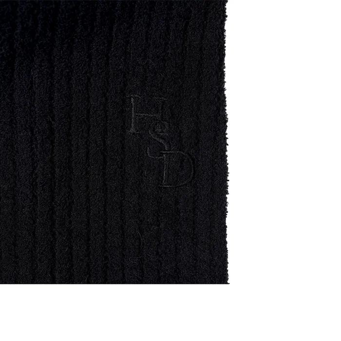 Ribbon Ribbed Boucle Leg Warmers_Black