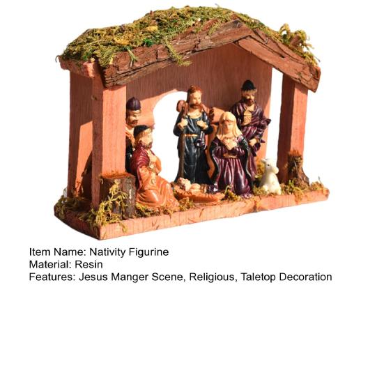 Christmas Nativity Figurine Set Jesus Manger Scene Holy Family Resin Statue Religious Christmas Stable Figures Set for Indoor Tabletop Decor