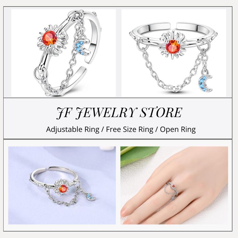 Free Size Ring For Women S925 Silver Original Blue Eyes Dragon Bee Shell Cherry Adjustable Rings Clover Chain Open Ring Jewelry
