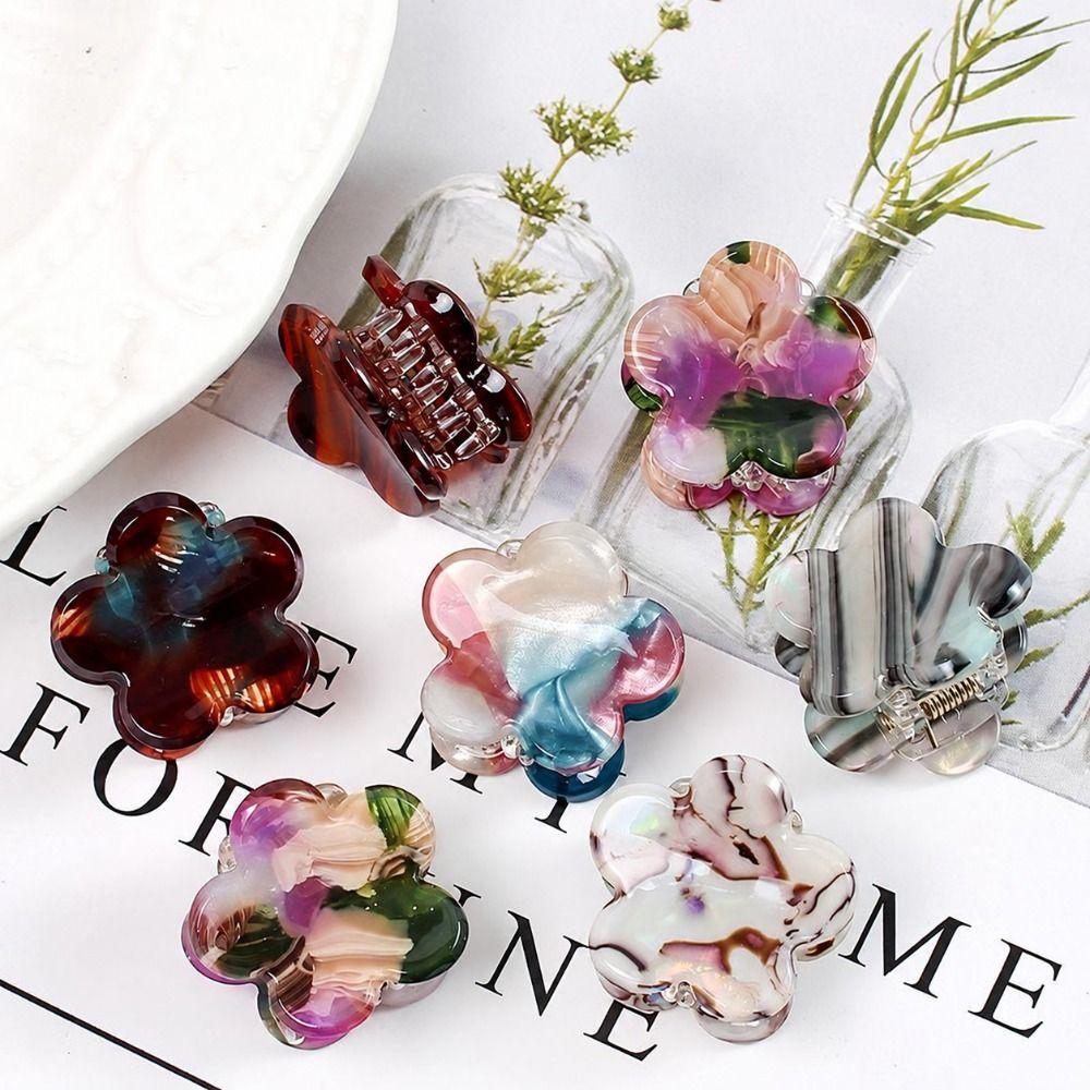 4 Pcs Flower Shape Geometric Hair Claw PVC Crab Claw Clips Fashion Kids Barrettes Daily Wear