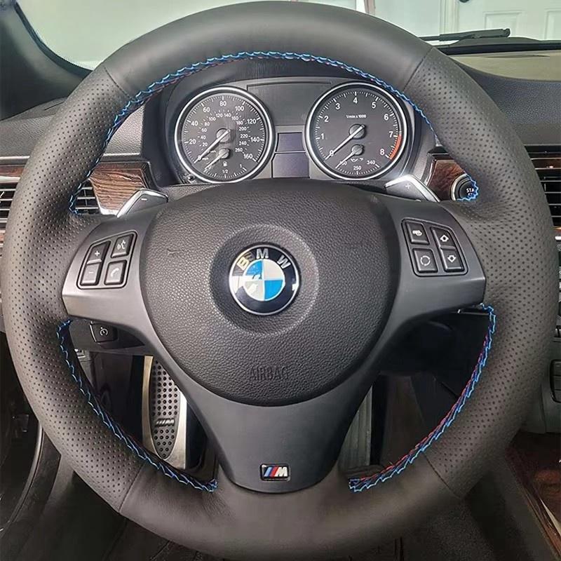 Car Steering Wheel Cover For BMW E81 E90 Pack M Sport M3 E91 E92 E93 E87 E82 E88 X1 E84 Hand-stitched Microfiber Leather