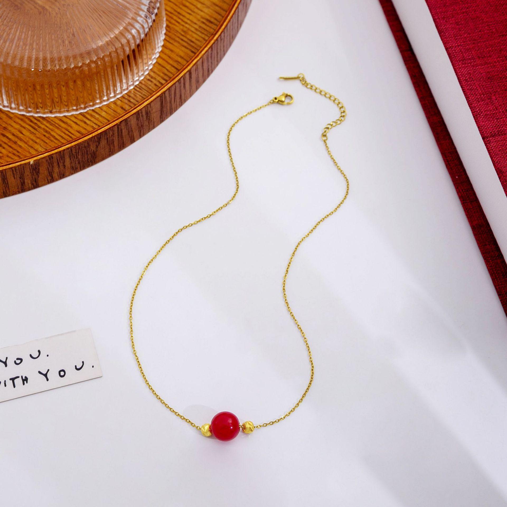 Акациевый боб кулон в китайском стиле, счастливый трансферный ожерелье, нишевый дизайн, геометрическая круглая цепочка на ключицу, женское