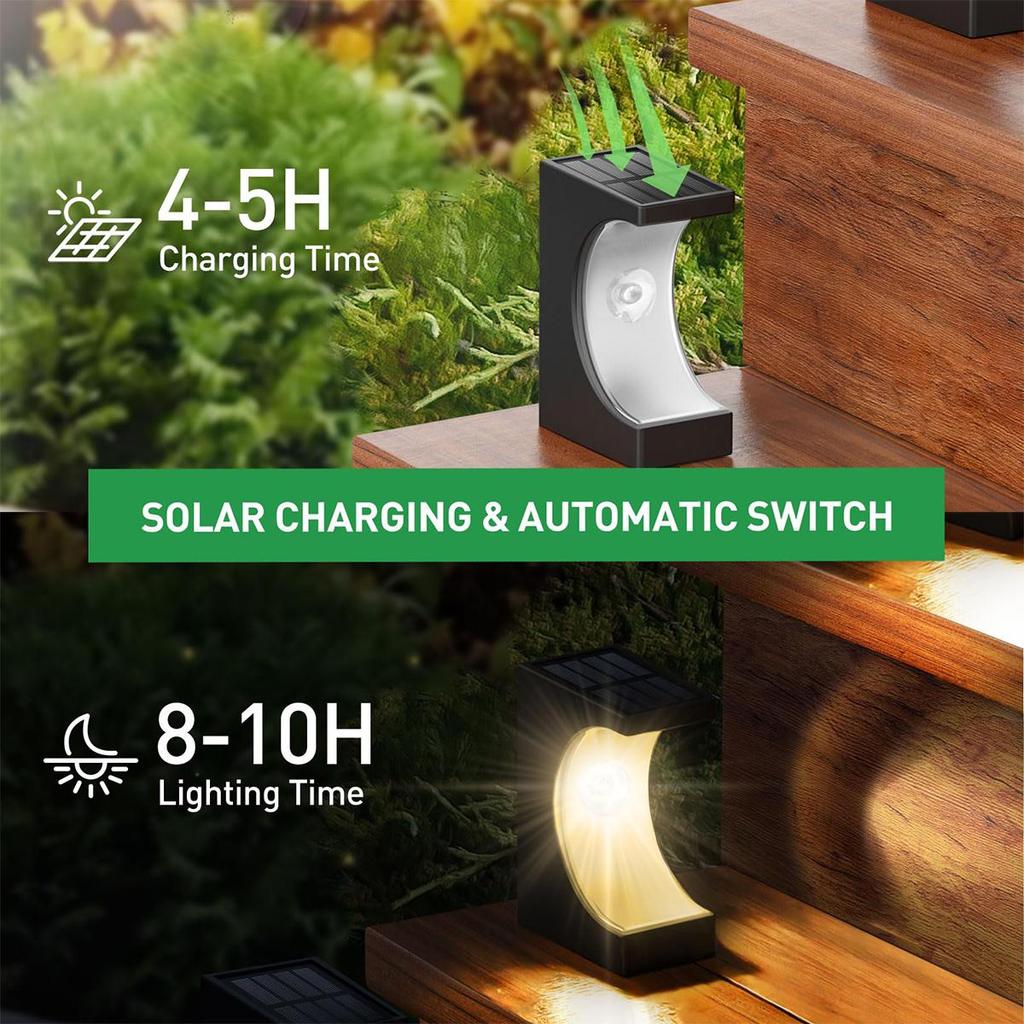Solar Led Stair Light Outdoor Lamps Lights Powered Step Decorative Weather Resistance Decor Deck Lamp Porch Courtyards For Patio