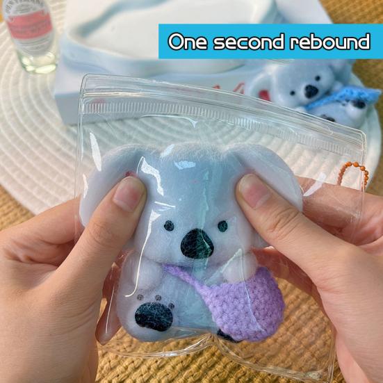 Cartoon Koala Squeeze Toy Handmade Stress Relief Sitting Koala Pinch Sensory Toy Kids Teens Adults Soft Stress Ball Animal Fidget Toy