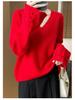 Women's 100% Pure Wool V-Neck Lace Long Sleeve Loose Sweater - Autumn/Winter 2025 Collection