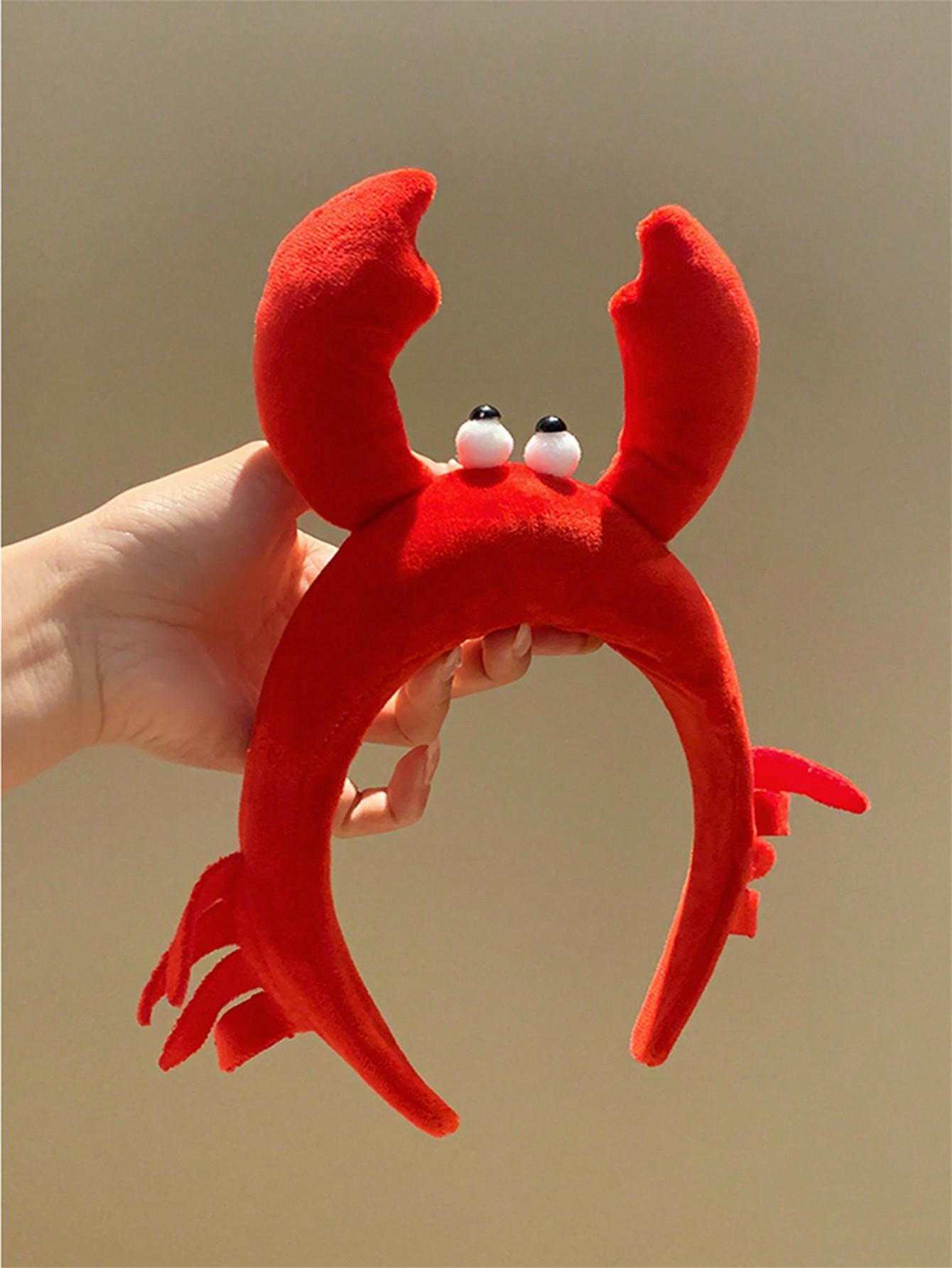 

1 шт. Прекрасные аксессуары с животными, головной убор для вечеринки, красная повязка на голову с большим крабом, обруч для волос, мультяшная заколка для волос, женский, для отдыха на море