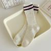 5 Paar Damen Herbst- und Winter-Mittelrohrsocken mit zwei Streifen
