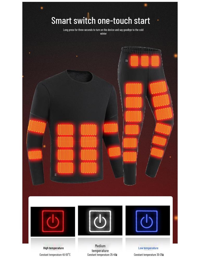Heated Warm Smart Electric Cotton Jacket & Winter Underwear Set - Constant Temp, Cold-Proof Heating Pants