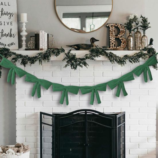 Yousheng 6Pcs Red Velvet Bow Tie Wreath Bowknot Garland Christmas Decor Home Entryway Indoor Holiday Decoration with Ropes