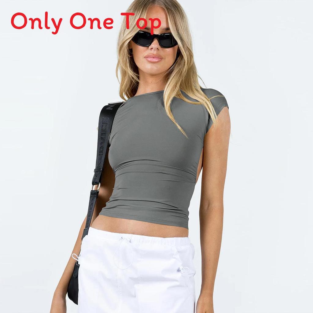 Summer Sexy Backless T Shirt With Breathable Nylon Fabric For Streetwear Style