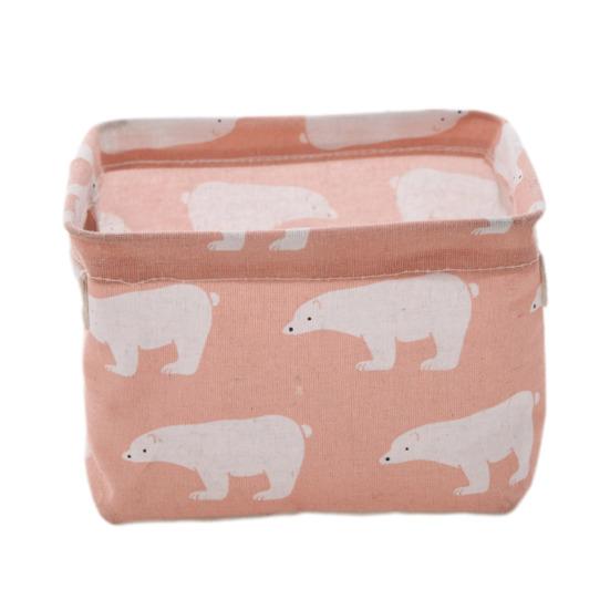 Foldable Storage Basket with Handles Waterproof Large Capacity Cotton Linen Printed