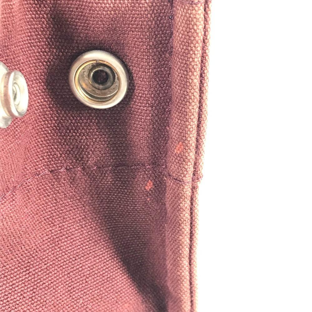 HERMES Half Leather Fourre ToutPM Tote Bag Hand Bag Leather/Canvas wine-red