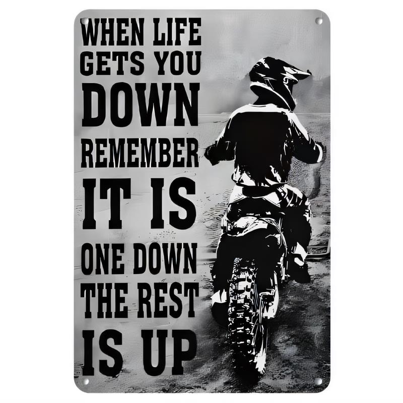 Letrero de Hojalata Cuando la Vida Te Deprima Recuerda Es Uno Abajo El Resto Está Arriba Póster Vintage de Cowboy Decoración de Pared Placa de Metal para Garaje