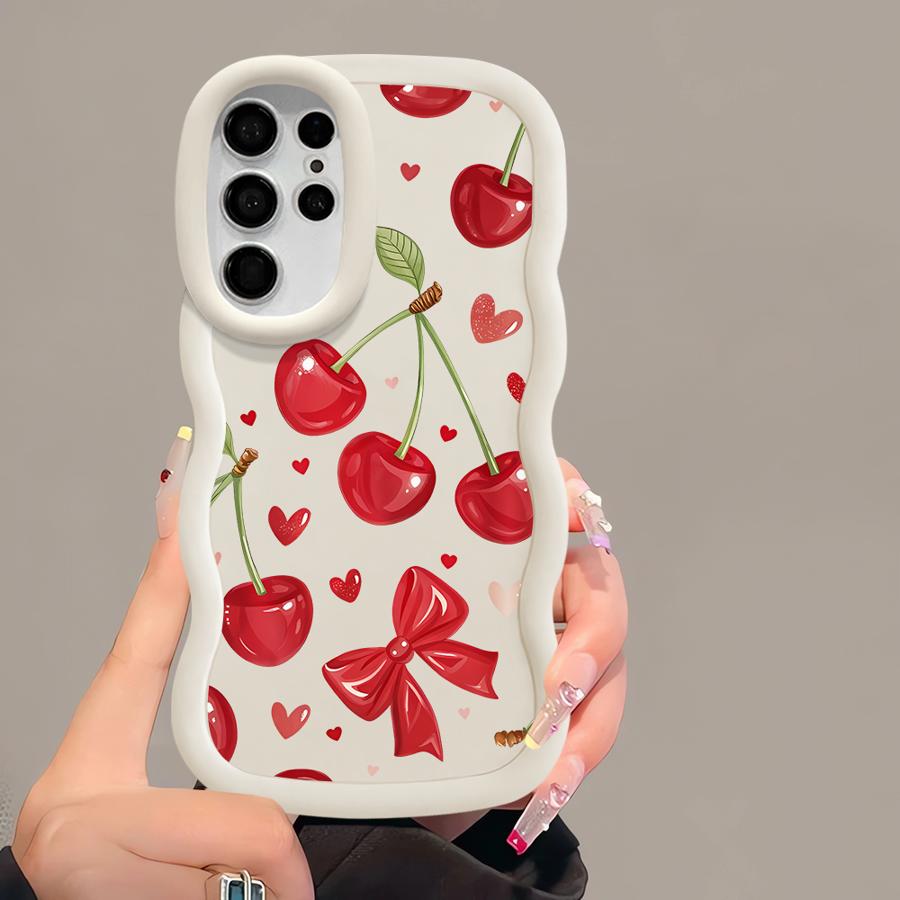 Case for Samsung Galaxy S22 Ultra S21 S23 Plus A25 S25 S24 A26 S20 FE Soft Phone Cover A36 A34 A24 A54 A35 A55 Red Lovely Cherry