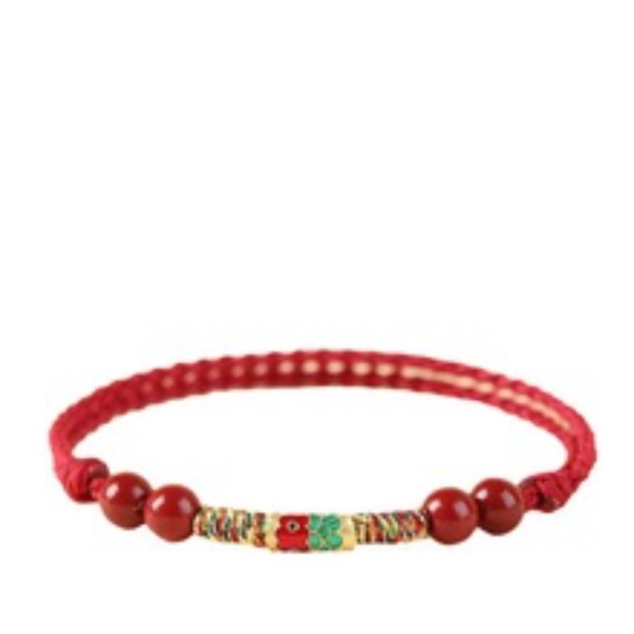Lucky Cinnabar Red Gold Color Beads Natural Stone Beaded Bracelet for Women Bracelet Party Jewelry Bring Good Luck Gift
