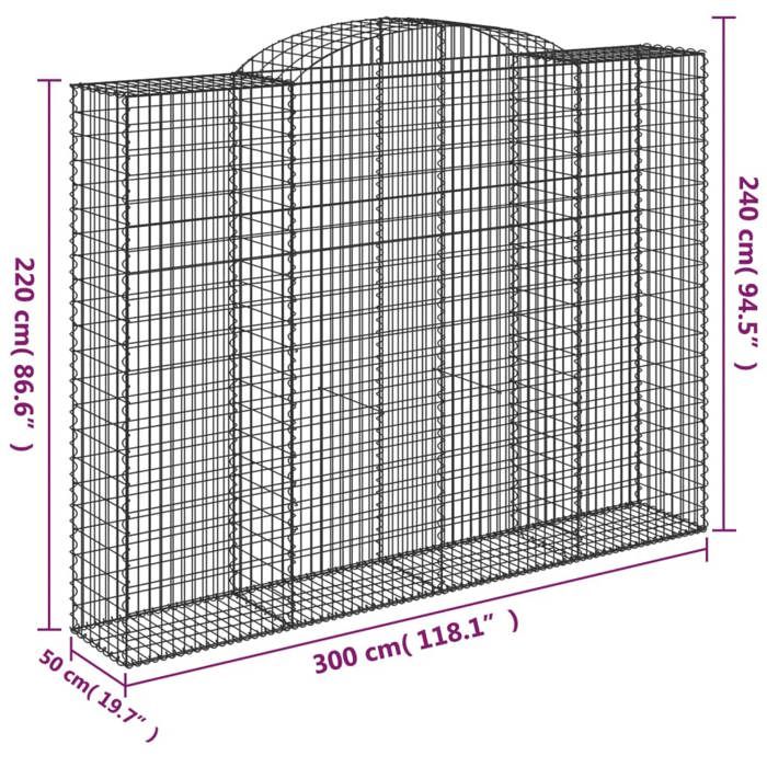 VidaXL Panier de Gabions Arqué, Mur de Soutènement Insonorisant, Cage de Gabion, Gabion pour Pierre, Décoration de Jardin 153521