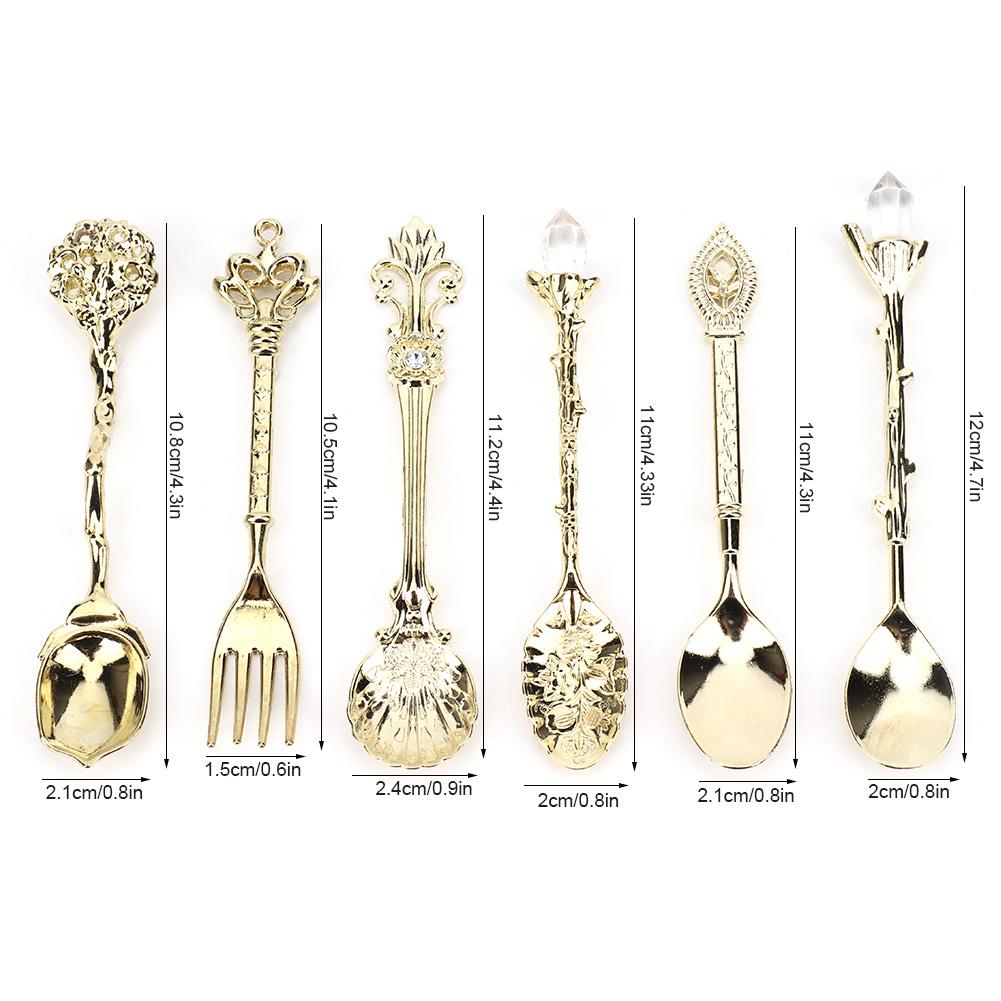 /Set Innovative Vintage Retro Zinc Alloy Spoons Fork Set Cutlery Kitchen Accessory Coffee Spoon Kitchen Tools Vintage Spoon