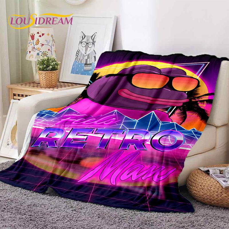 3D Cartoon Pepe Frosch Gesicht HD Weiche Flanelldecken, Überwurfdecke Bequeme Decke für Picknick Betten Sofa Haus Schlafzimmer Geschenke
