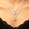 Smiling Star Moon Necklace Rhinestone Star Pendant Necklace Cute Moon Necklace for Women Daily Wear Dating