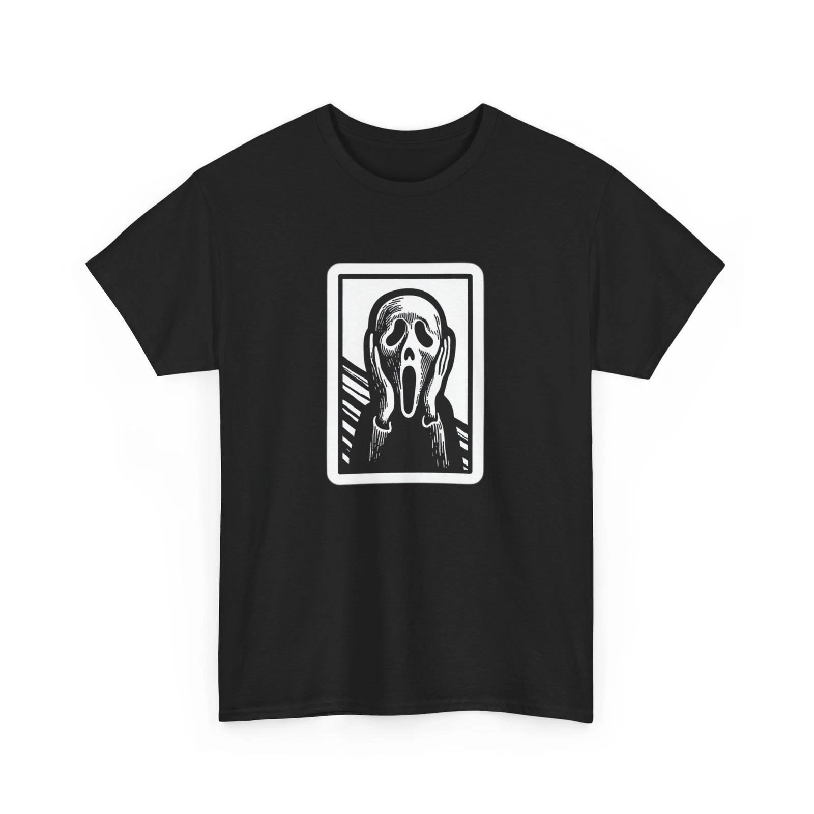 

Unisex Adult T Shirt Boxed Logo Screaming Ghost Horror Tee Retro Face Art Goth S
